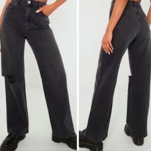 Garage Denim Wide Leg Ripped Jeans, Faded Black Wash, Baggy Fit, Sz 11/30, EUC!